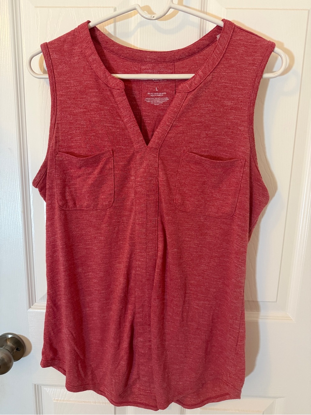 Sonoma Red V-Neck Sleeveless Tank with Twin Chest Pockets